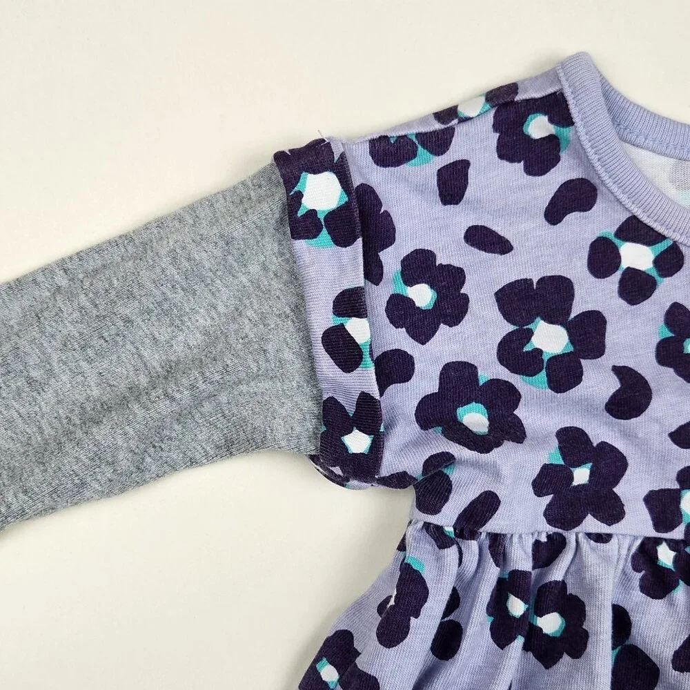 Tea Collection Baby Floral Printed Cotton Layered Sleeve Dress sz 6-9m
